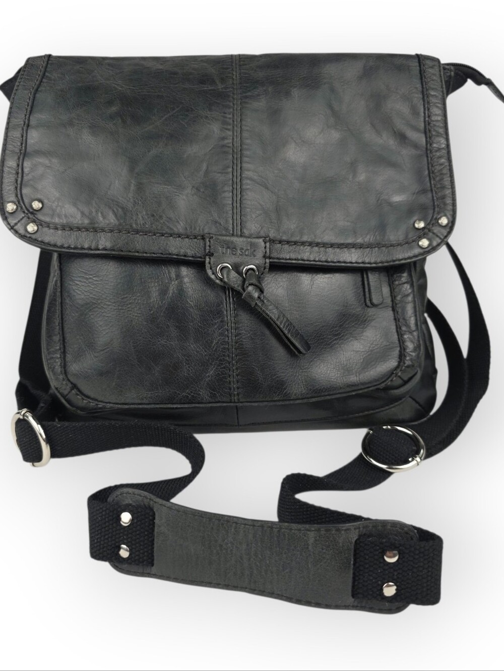 The Sak Ventura Black Convertible Leather Backpack Carry-all Factory Distressed